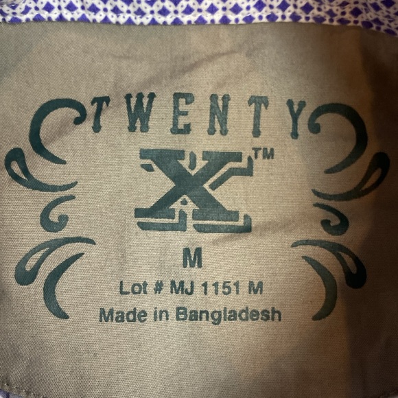 Twenty X blue/purple & white Snap Button Down Long Sleeve Shirt Size Medium - Picture 3 of 8